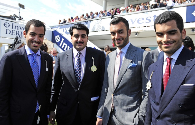 Left to right: Qatar Racing's Sheikh Fahad, Sheikh Hamad, Sheikh Suhiam, and Sheikh Khalifa at Epsom. Photo: Healy Racing/RacingFotos.com