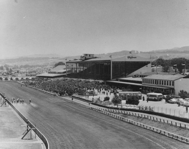 Tanforan Race Track, photographed c.1953, the decade before its closed its doors for the last time. Image via San Bruno Public Library