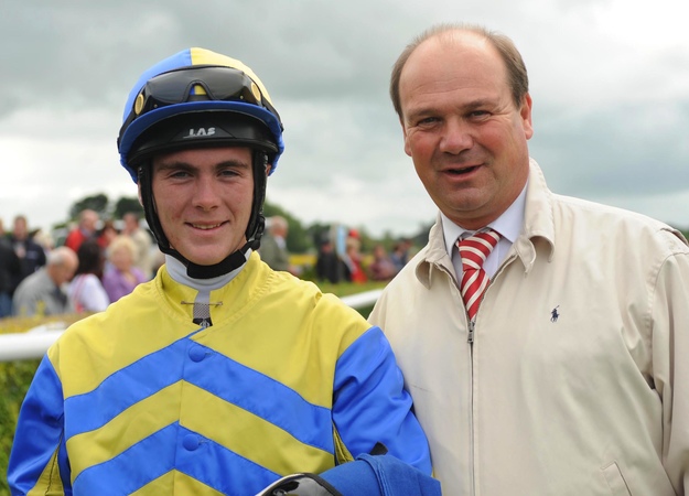 Jockey Gary Carroll and trainer Michael Halford at Tipperary Racecourse. RacingFotos.com