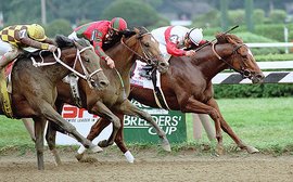 Racing’s ‘Bad Boy’ Coronado’s Quest holds on by a nose in the 1998 Travers