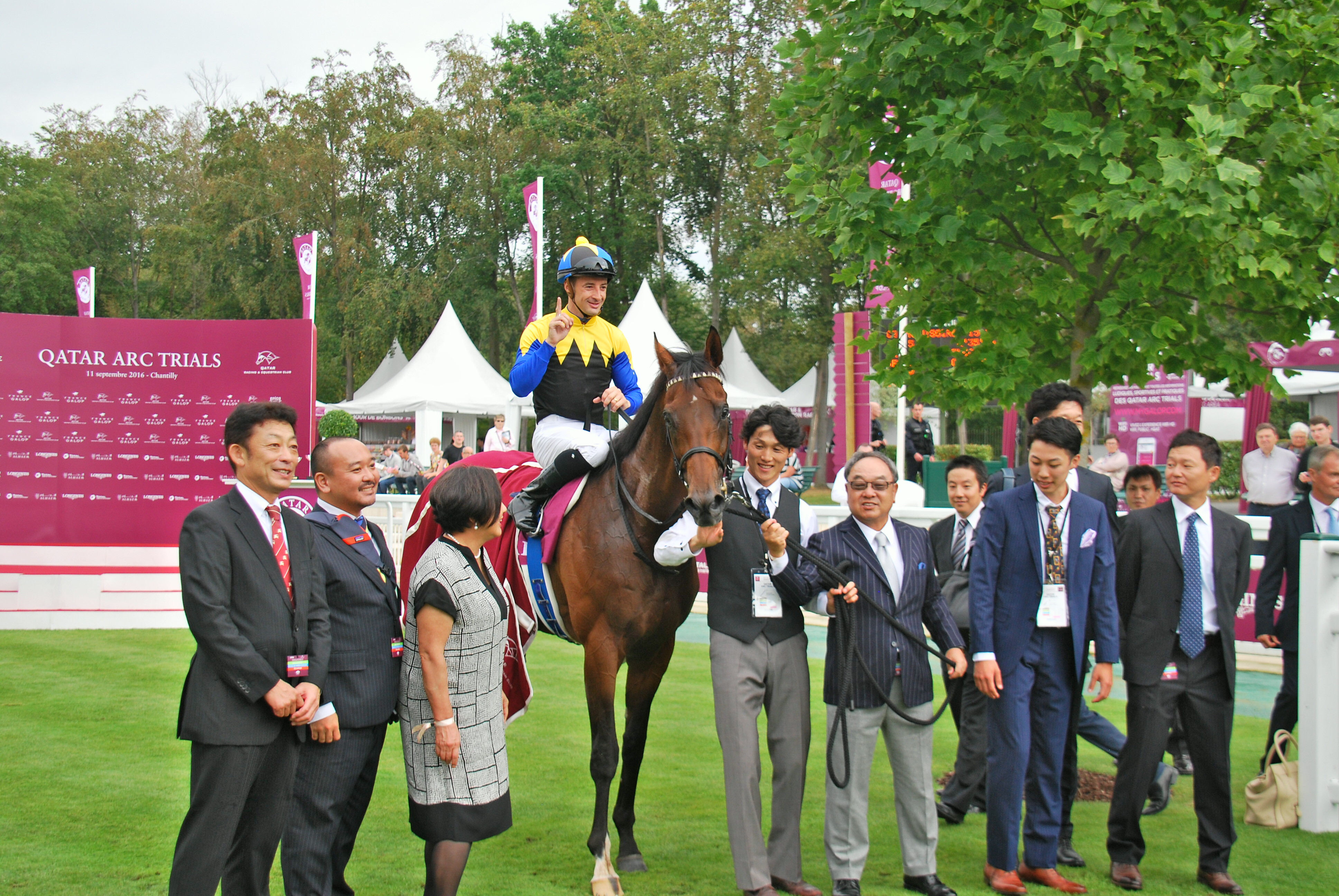 Lemaire and Makahiki with connections after the colt’s win in the Prix Niel at Chantilly last month. Photo: John Gilmore