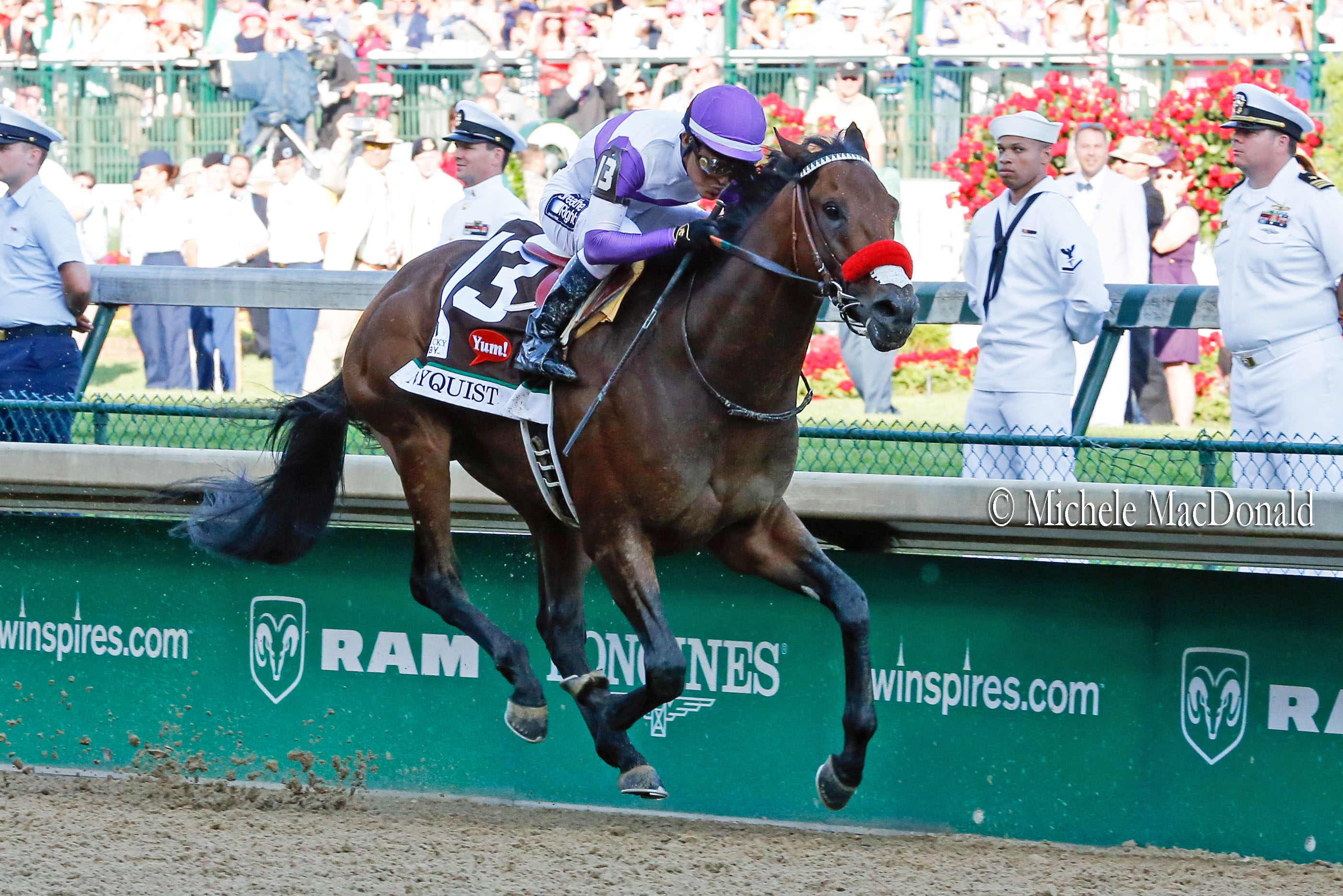 Nyquist powers home to Kentucky Derby glory at Churchill Downs last year. Photo: Michele MacDonald