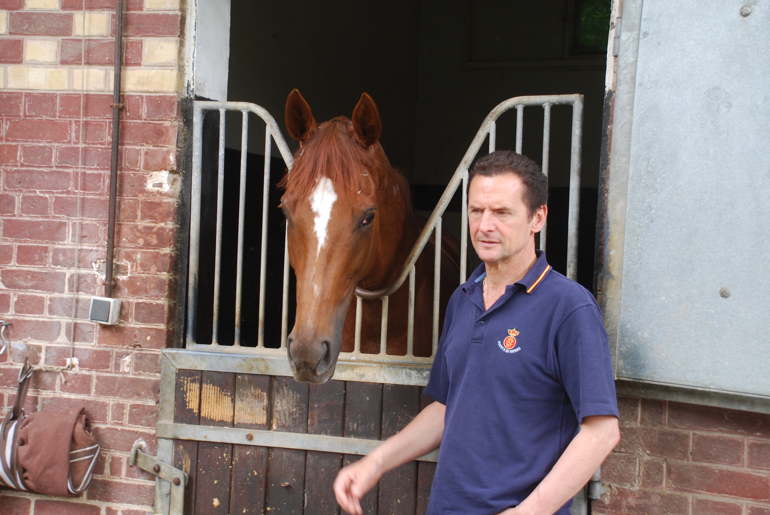 Carlos Laffon-Parias with Prix Vermeille winner Left Hand at his stables at Chantilly. Photo: John Gilmore