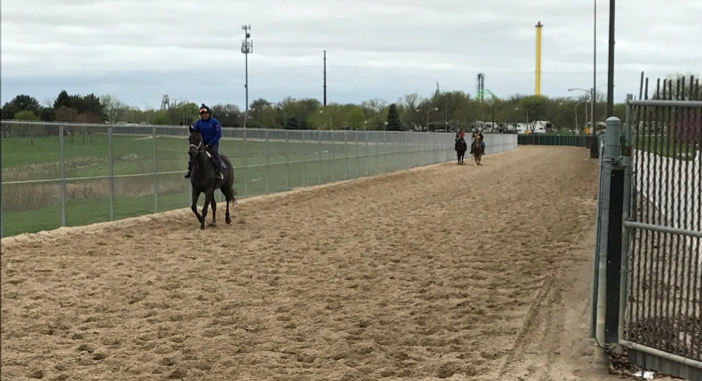 The horse path between the backside and the main track at Prairie Meadows