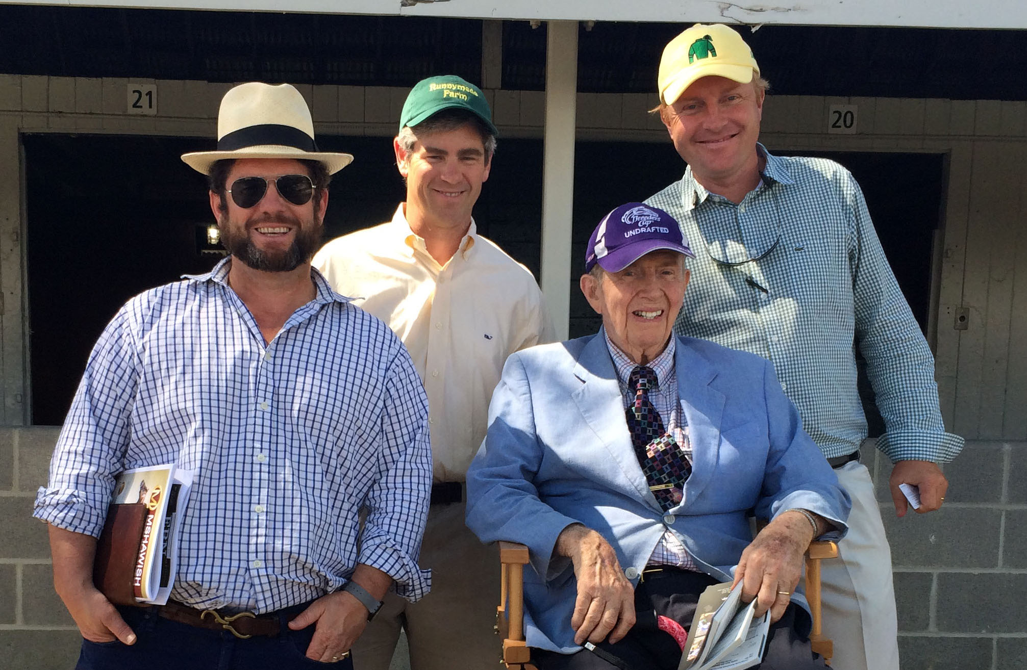 The men behind Runnymede Farm: from left, Joe Clay (a brother of Brutus Clay), Chief Executive Brutus Clay, Catesby W. Clay and General Manager Romain Malhouitre during the recent Keeneland September yearling sale. Photo: Clay family