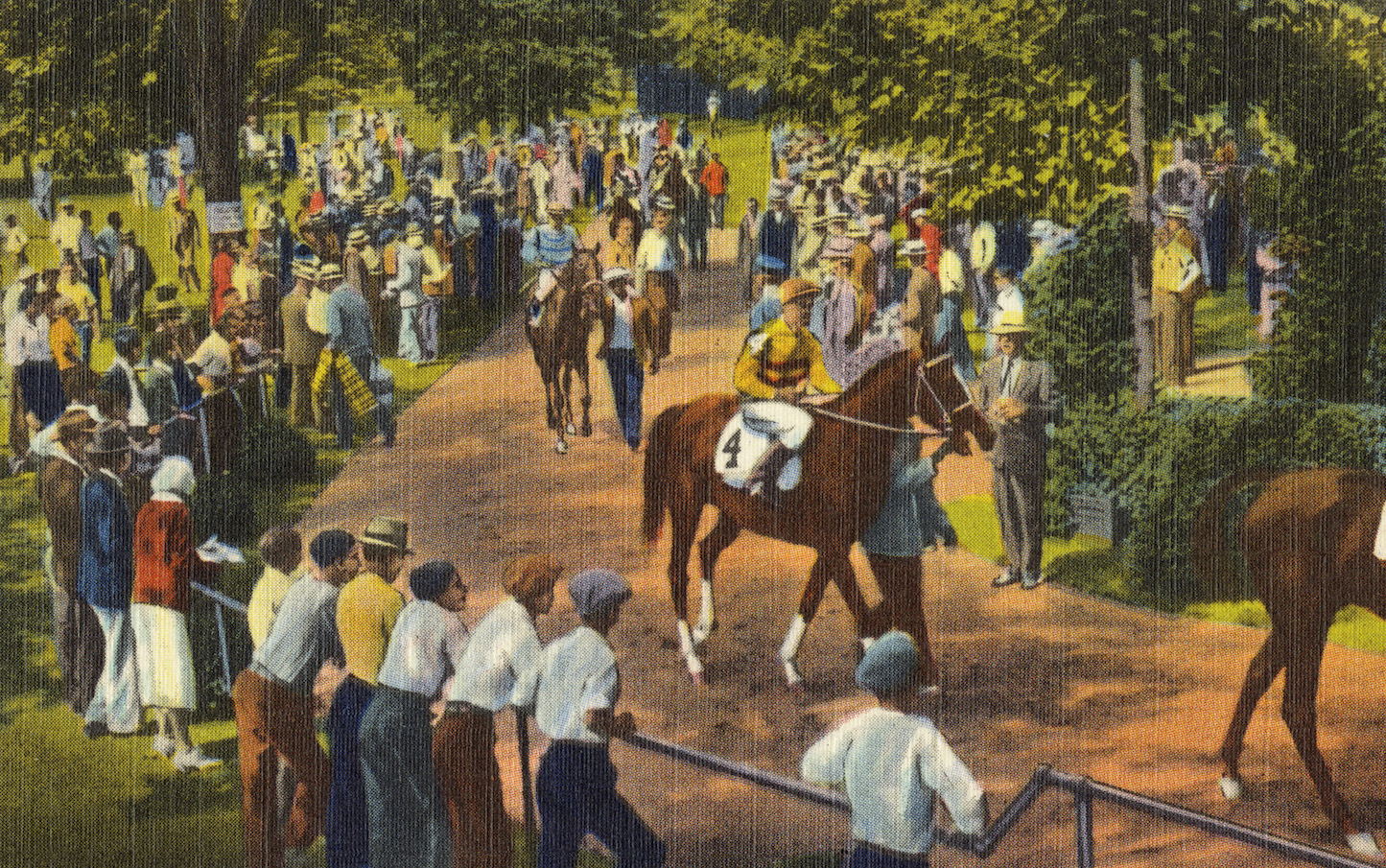 A parade from paddock to post along the back yard’s meandering pathways. Image courtesy of Boston Public Library