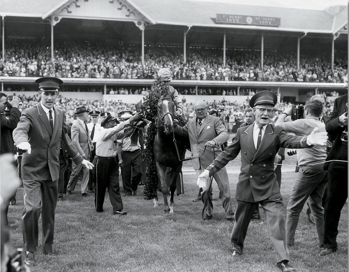 Returning hero: Northern Dancer is led into the winner’s circle at Churchill Downs by owner-breeder E.P. Taylor. Photo courtesy of Keeneland Library