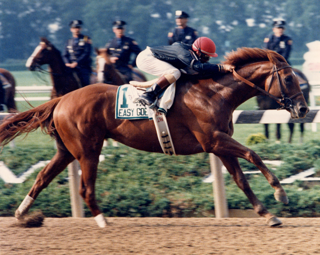 Easy Goer wins the 1989 Belmont Stakes. Photo: Bob Coglianese.