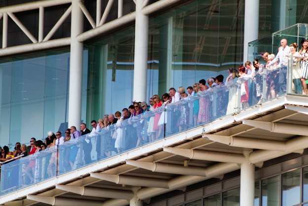 Racegoers watch from the upper balconies at York. Photo: Flickr/Tom Blackwell.
