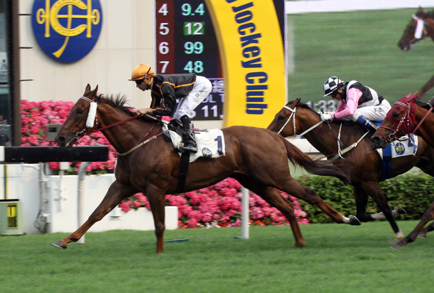 Able Friend and jockey João Moreira win the HKG2 Chairman’s Trophy at Sha Tin on April 7. Photo: HKJC.