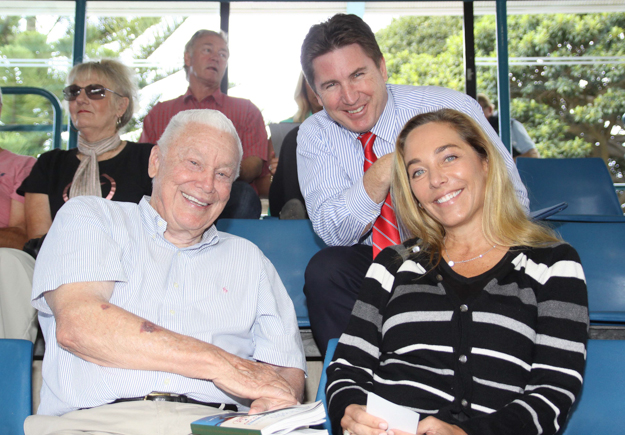 B. Wayne Hughes, Inglis managing director Mark Webster, and Patricia Whitcraft at the 2014 Easter sale.