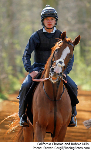 California Chrome and Robbie Mills. Photo: Steven Cargill/RacingFotos.com