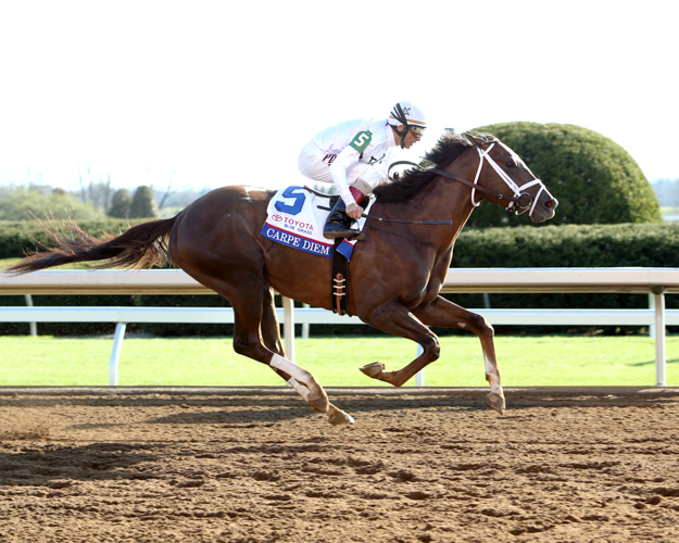 WinStar's Carpe Diem, John Velazquez up, wins the G1 Totoyta Blue Grass Stakes at Keeneland on April 4. Photo: Coady Photography