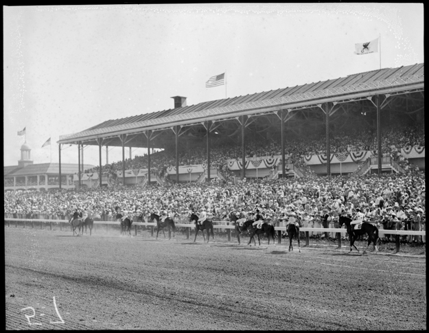 Rockingham Park's grandstand. Photo provided by the Boston Public Library.