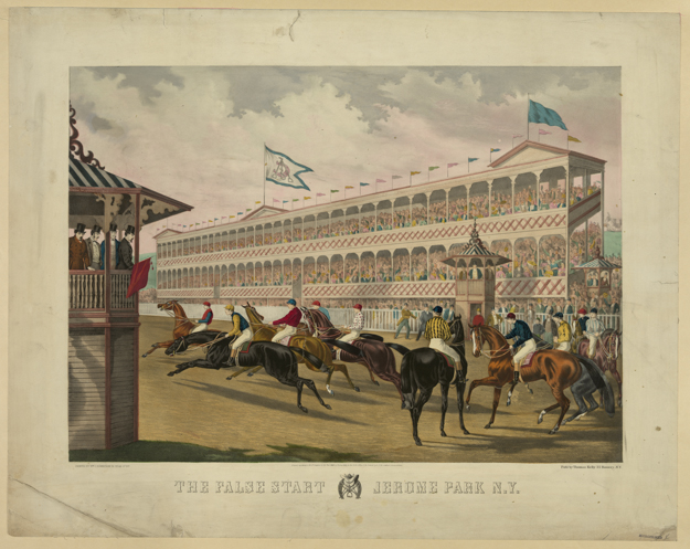 Jerome Park in present-day the Bronx, built in 1866 by millionaire businessman Leonard W. Jerome. Image via the Library of Congress.