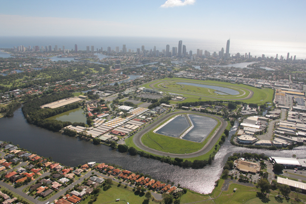 The Magic Millions racetrack and sales complex, with the famous Gold Coast skyline in the background. Photo: Magic Millions.