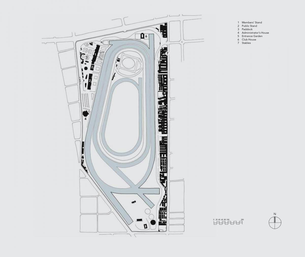 Present-day plan of the racecourse. Image via Turnberry Consulting