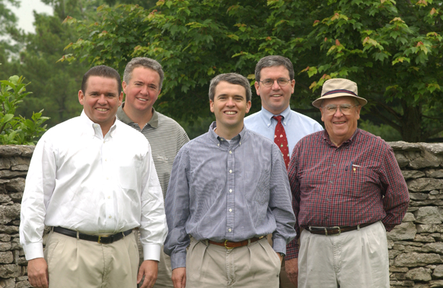 Taylor family, from left to right: Frank Taylor, Ben Taylor, Mark Taylor, Duncan Taylor, and Joe Taylor. Photo: Laura Donnell/Taylor Made Farm.