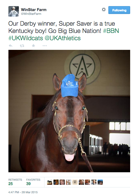 WinStar engages fans by sharing images and information on social media. @WinStarFarm tweet