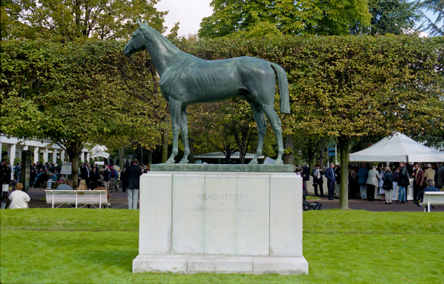 Gladiateur, the first foreign horse to win the English Triple Crown, stands at Longchamp. Photo: Mark Cranham/RacingFotos.com