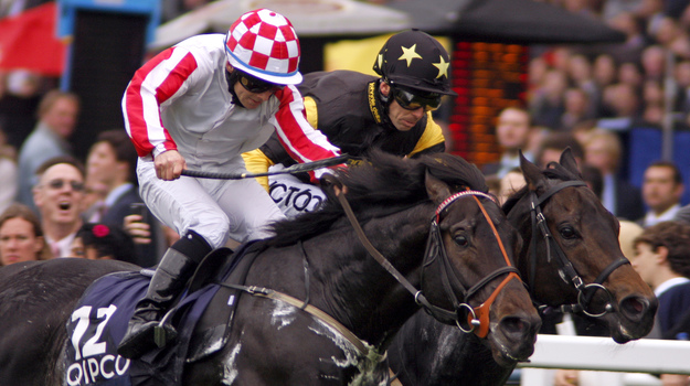 Slade Power(left) under Wayne Lordan beats Jack Dexter in the 2013 Qipco British Champions Sprint Stakes at Ascot. RacingFotos.com