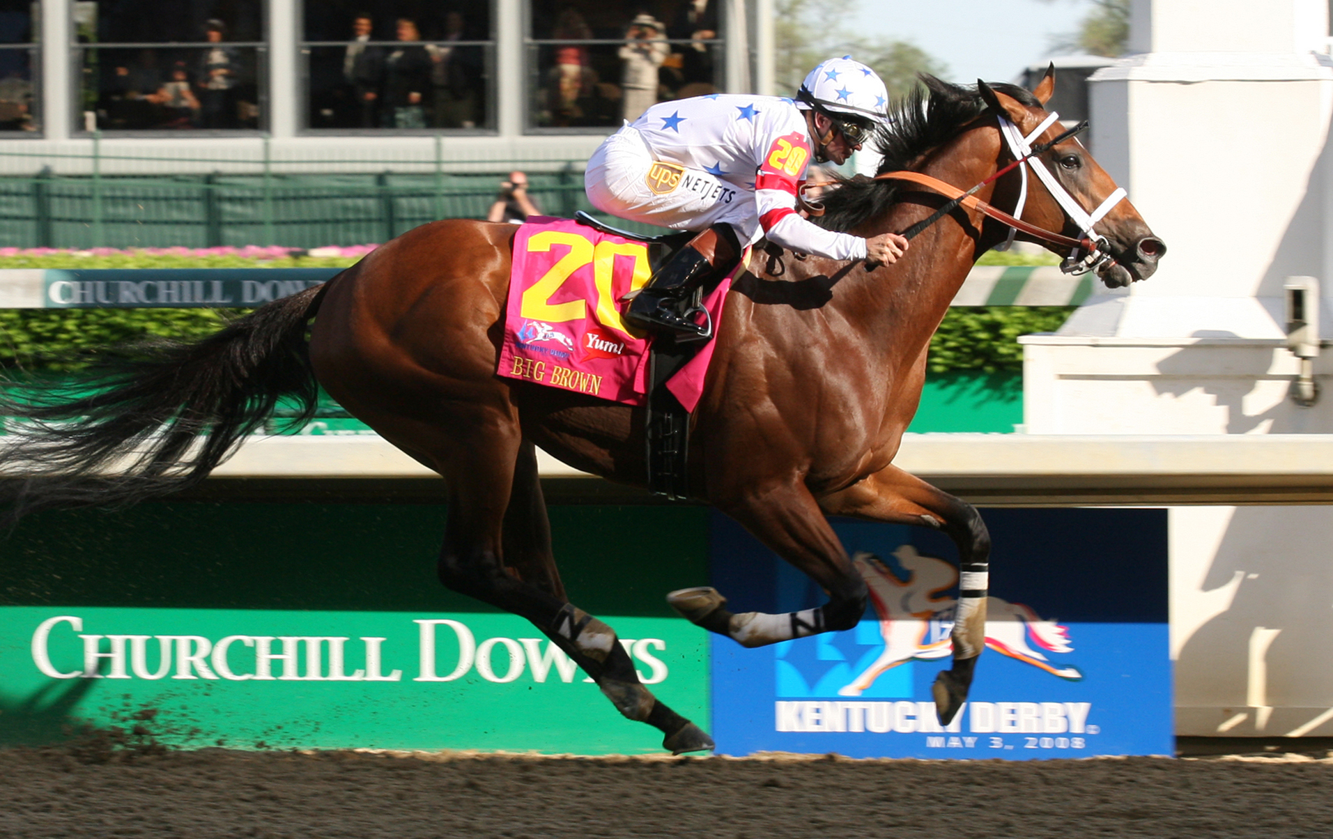 Big Brown and Kent Desormeaux winning the Kentucky Derby in 2008. “He did it so within himself,” said Desormeaux. Photo: Reed Palmer/Churchill Downs