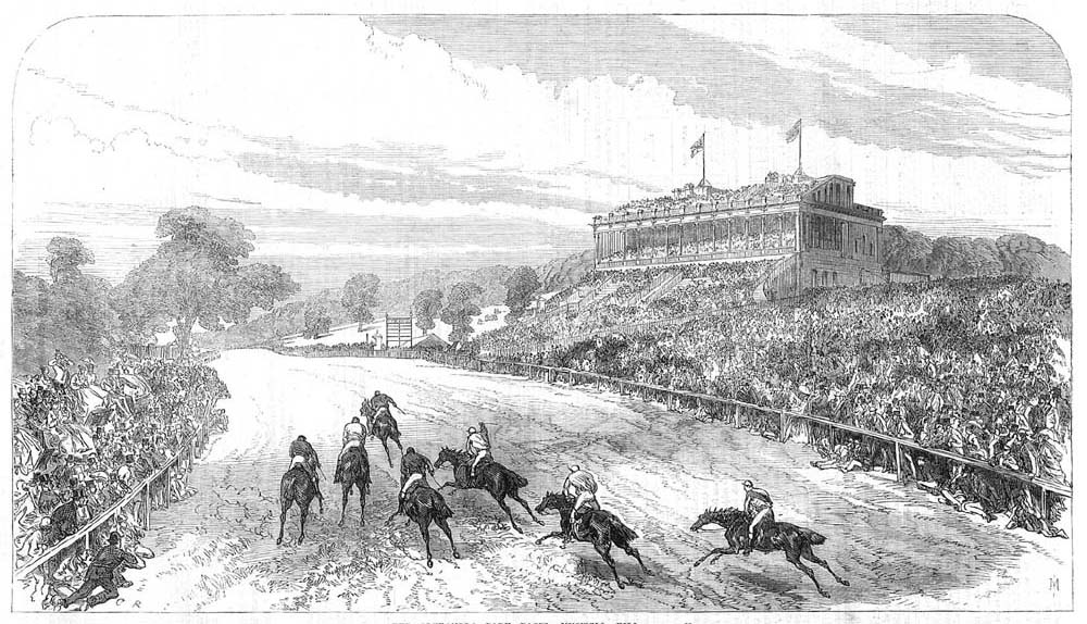 The Victorian grandstand of Alexandra Park Racecourse. Image: The Illustrated London News, 11 July 1868