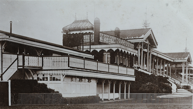 The ornate stands of Hurst Park, which operated from 1890 until the lands was developed for housing in the 1960s. Image courtesy of Timothy Cox