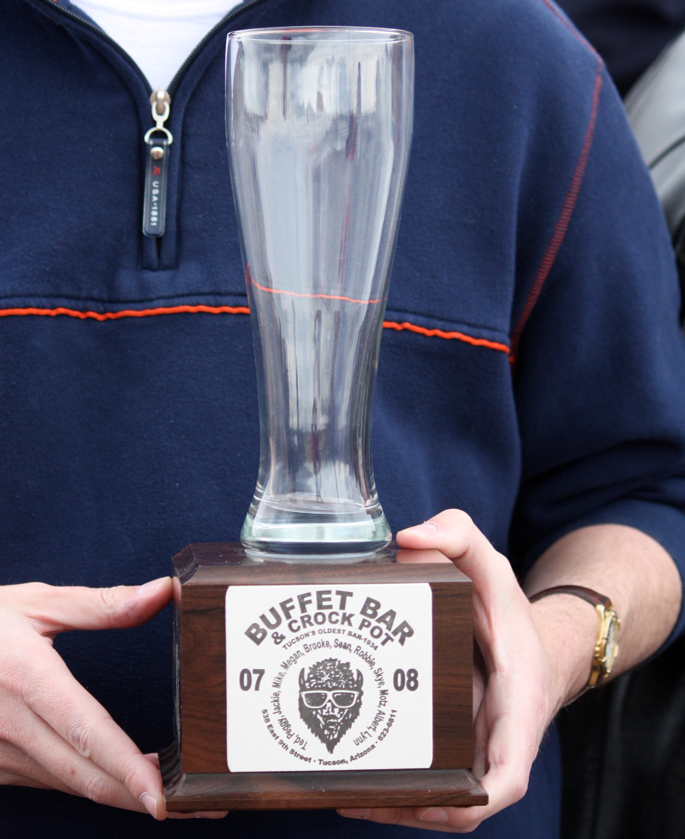 Unique: the trophy for the winner of the Pete Selin Happy Minute Memorial Stakes