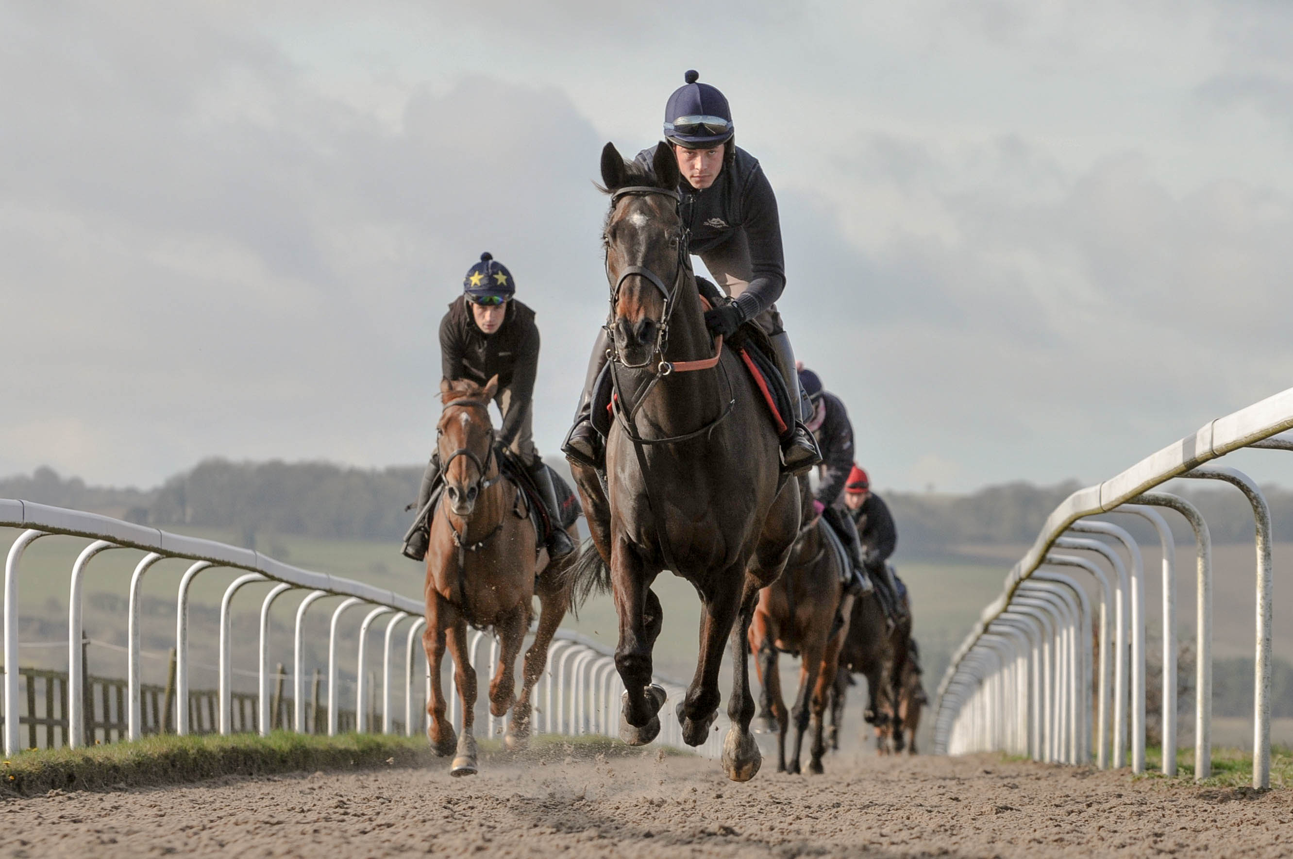 Puffin Billy and rider Andy Llewellyn at Oliver Sherwood's stables in Lambourn, England. Photo: Michael Harris