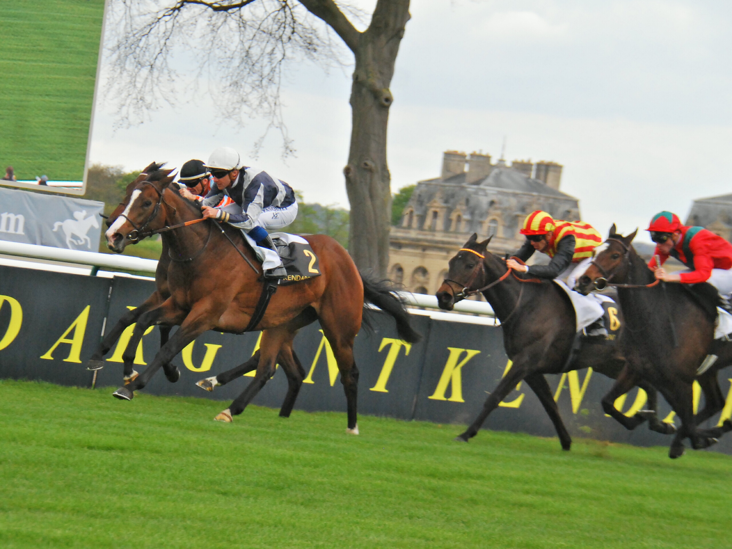 Likely Pouliches favourite Senga (Stephane Pasquier) wins the Prix de la Grotte at Chantilly. Photo: John Gilmore