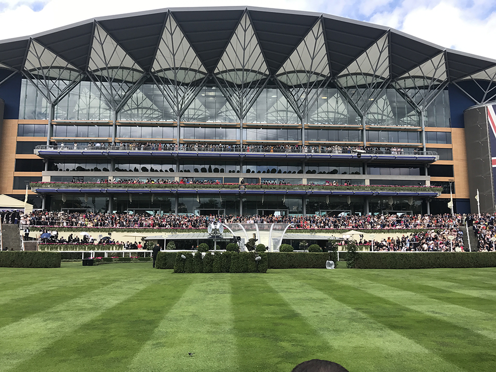 This shot emphasises the full scale of the beautiful new grandstand which was completed in 2006. Photo: Harriet Alexander