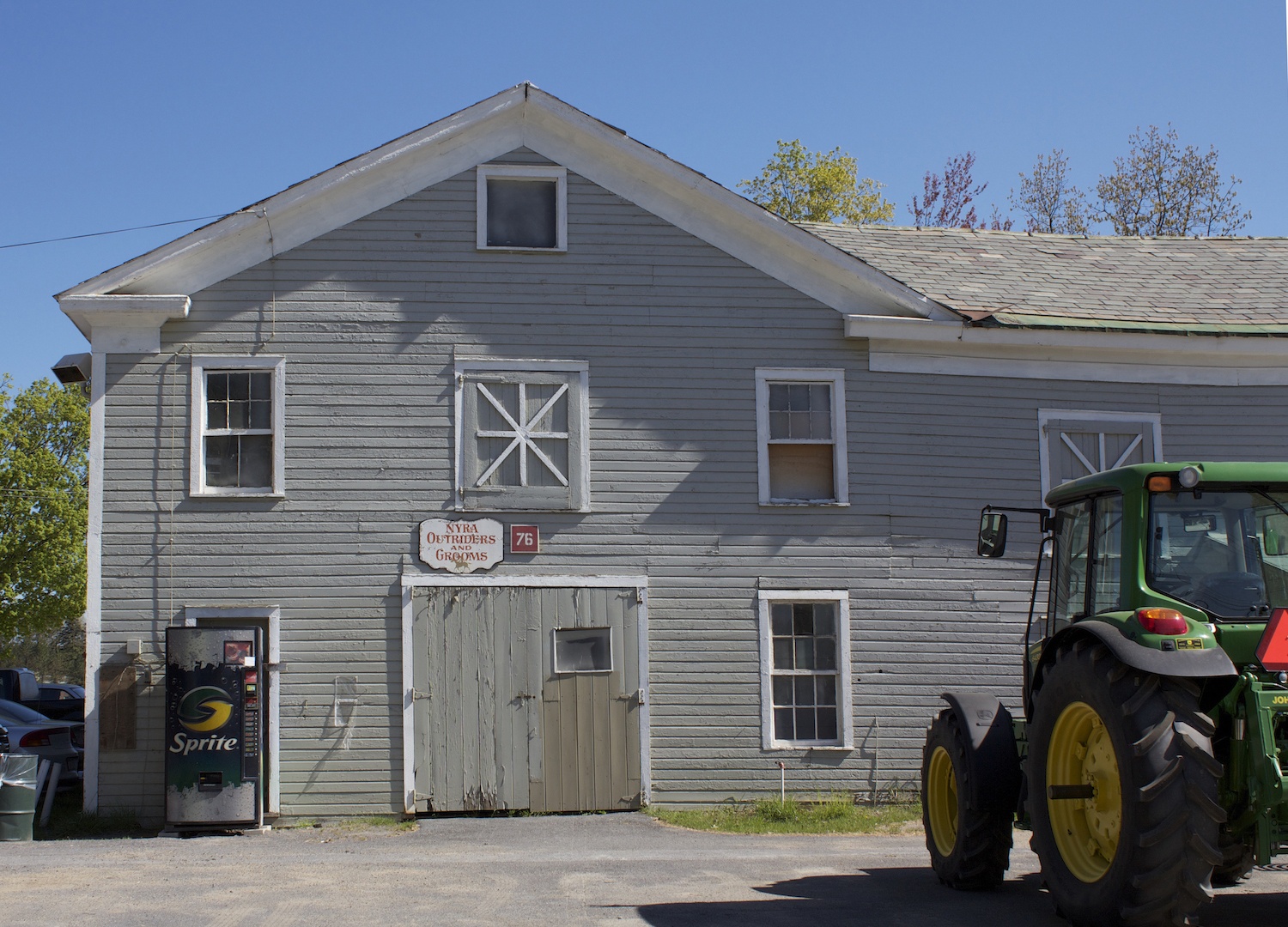 Barn 76 at Horse Haven. Its Greek Revival cornice suggests it pre-dates the 1847 trotting track. Photo: Turnberry Consulting