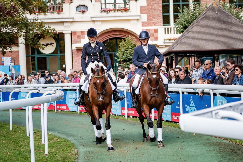 So precise: Zarkava’s son Zarmitan (left) and Shareta’s son Sharoun are put through their dressage paces. Photo: Zuzanna Lupa