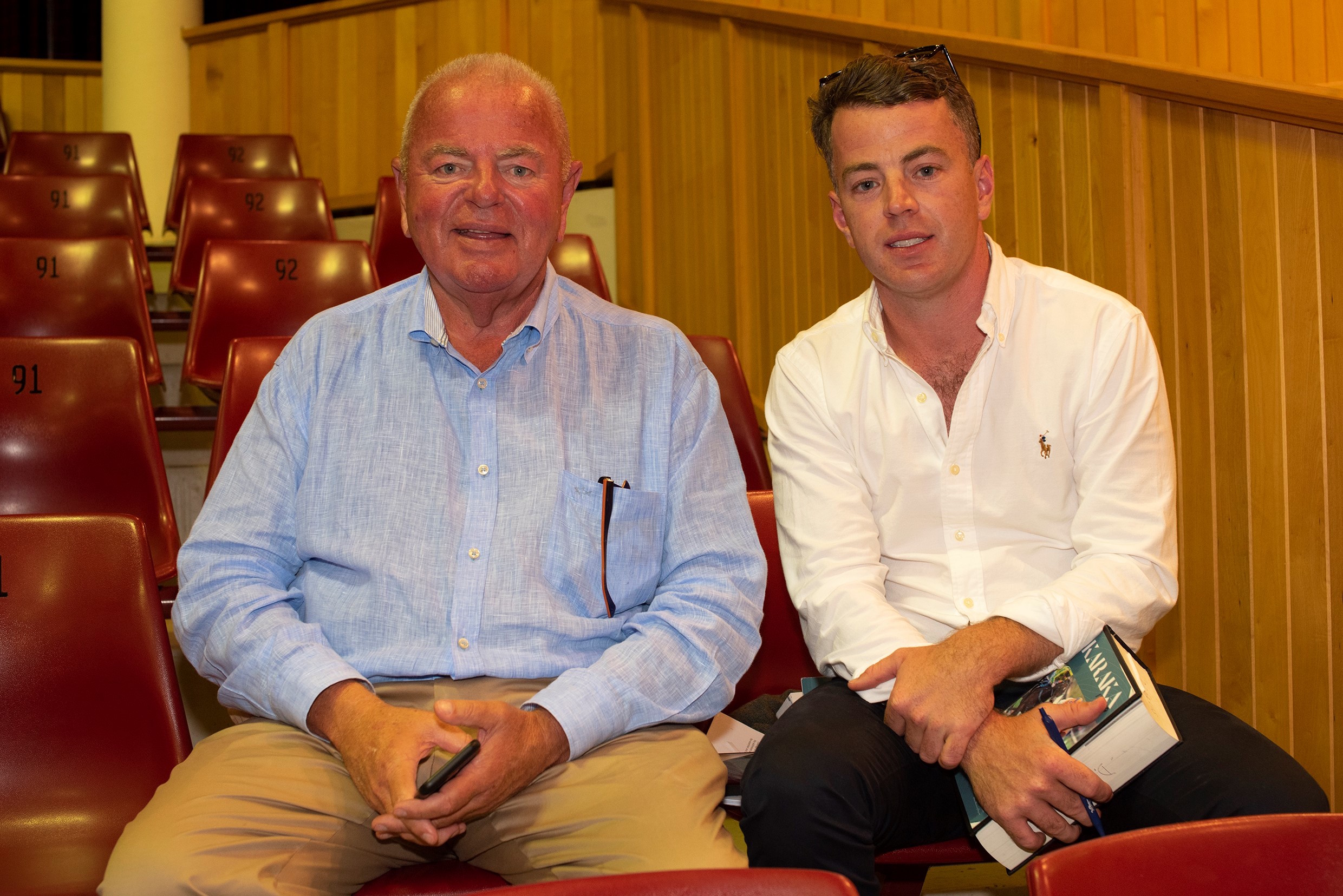 Te Akau Racing’s David Ellis (left) and Jamie Richards during day one at Karaka. Photo: New Zealand Bloodstock