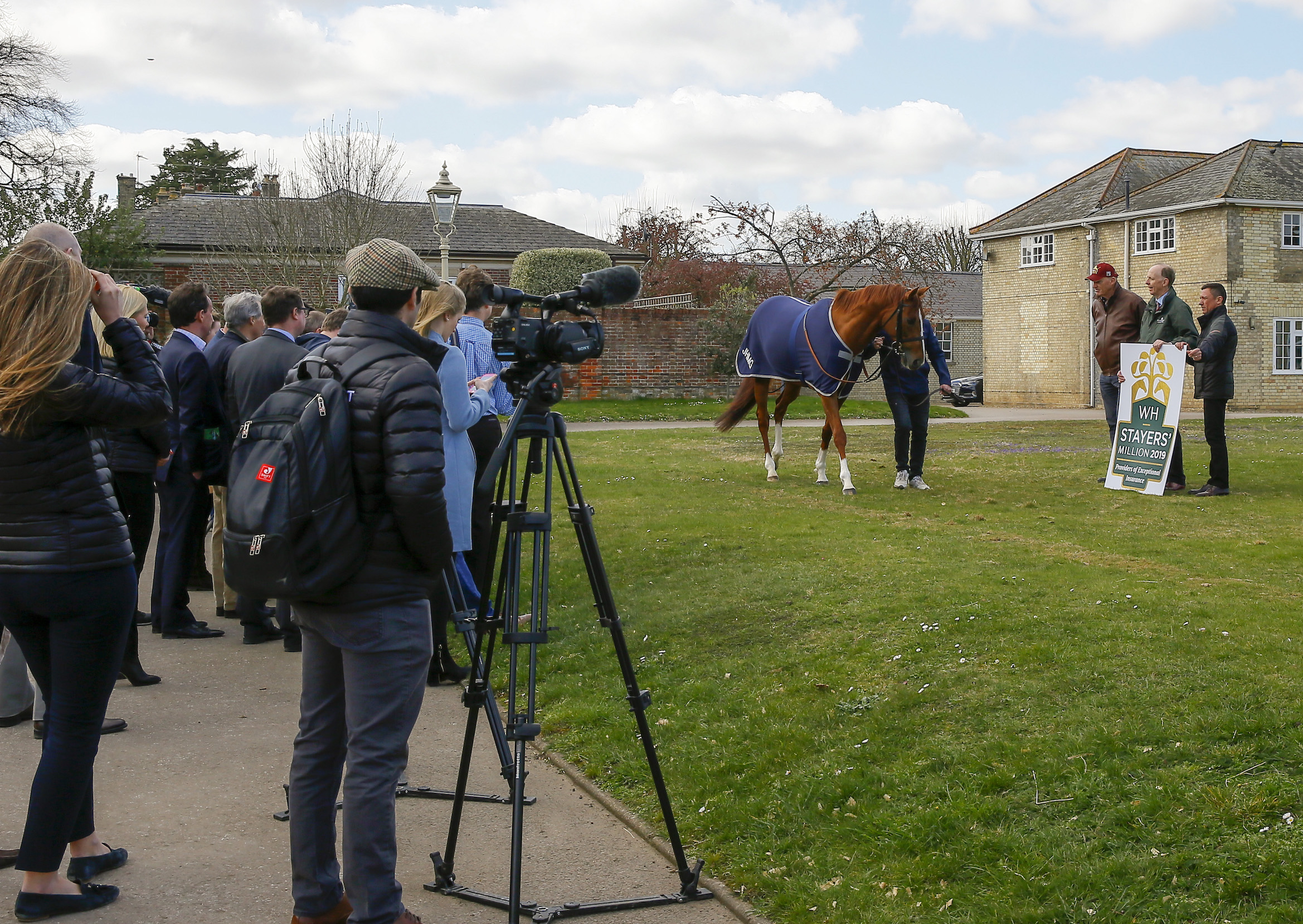 Star attraction: the media were out in force to meet the horse who won the WH Stayers’ Million in 2018 and will be bidding to do it again this year. Photo: Weatherbys Hamilton