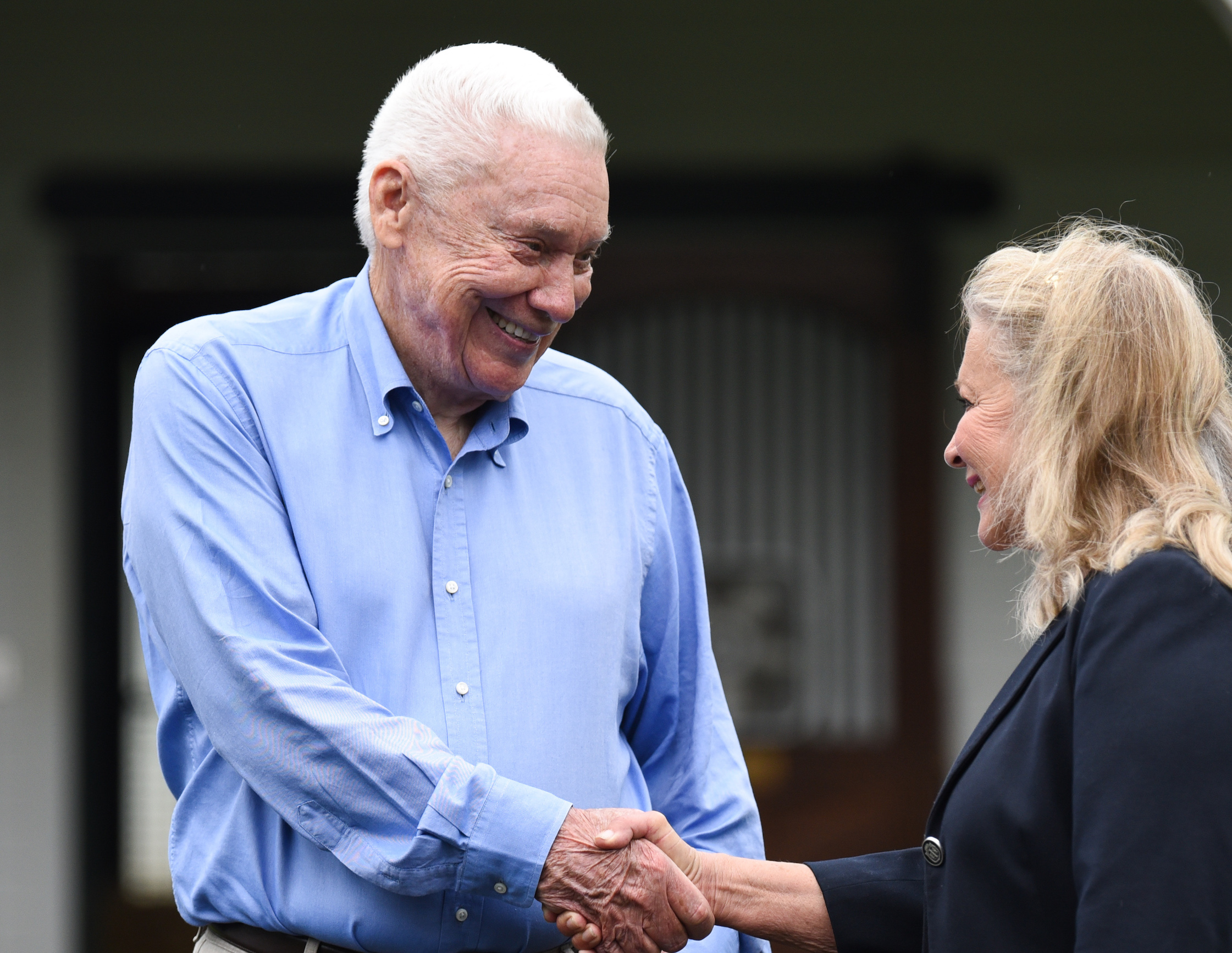 Happy customer: B Wayne Hughes with Martha Jane Mulholland, breeder of the G2-winning Into Mischief colt Maximus Mischief, among others