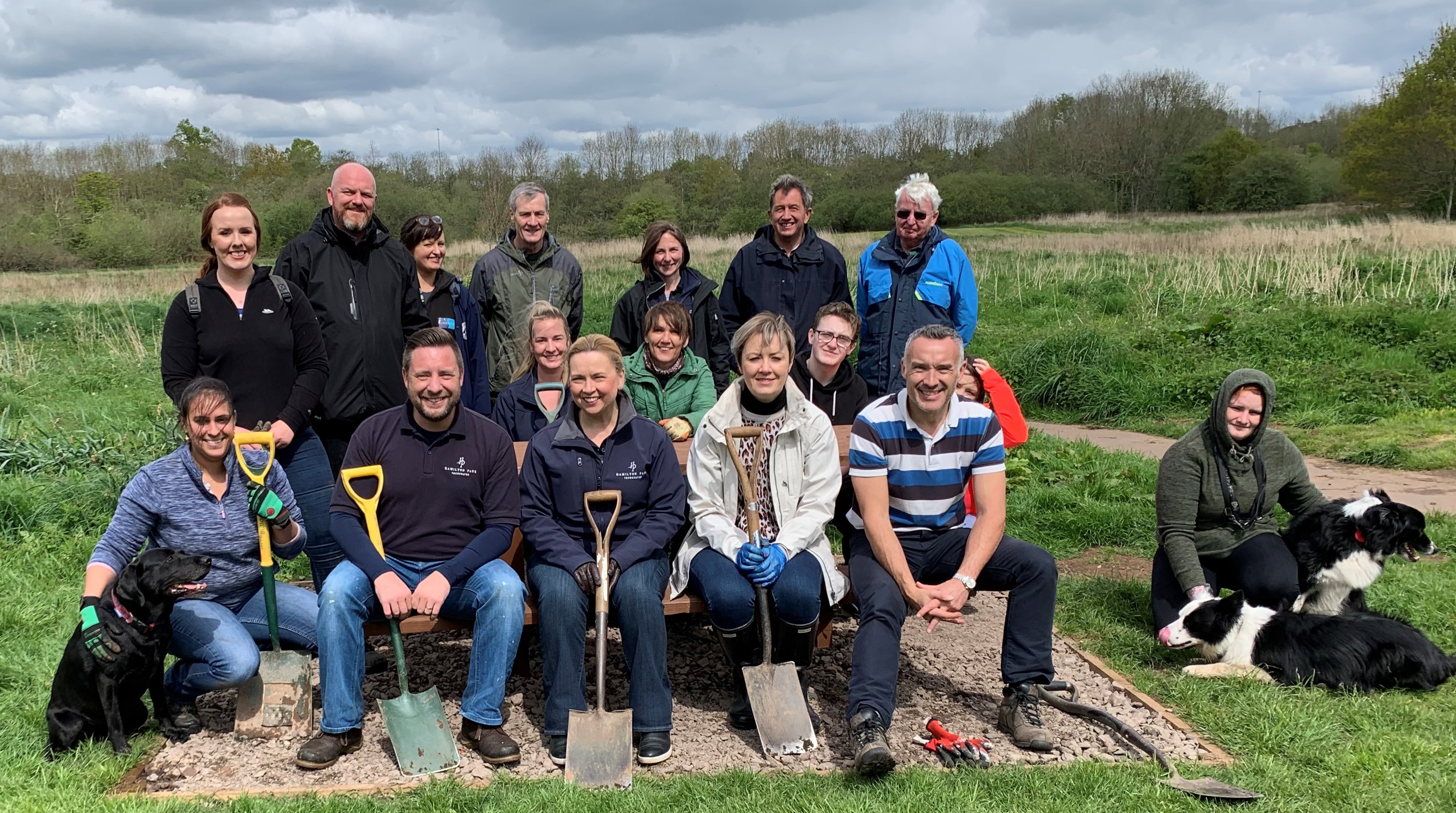 Digging in: the team from Hamilton Park Racecourse during their Community Day efforts at South Haugh