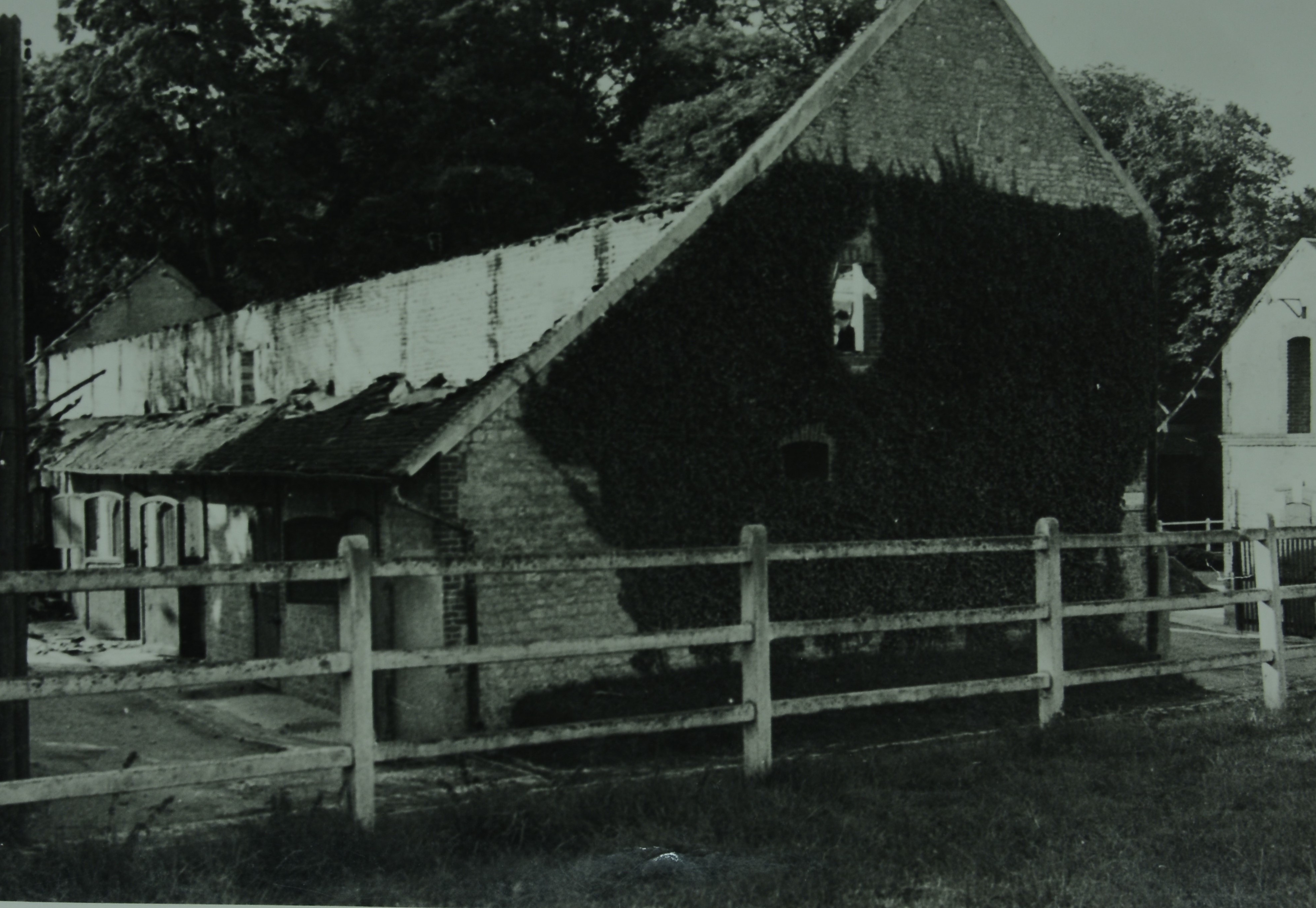 Part of Haras du Gazon after being hit by Allied bombs during the Falaise Gap battle. Photo courtesy of the Marie-Noelle Allart archives section for history and culture for the Orne region