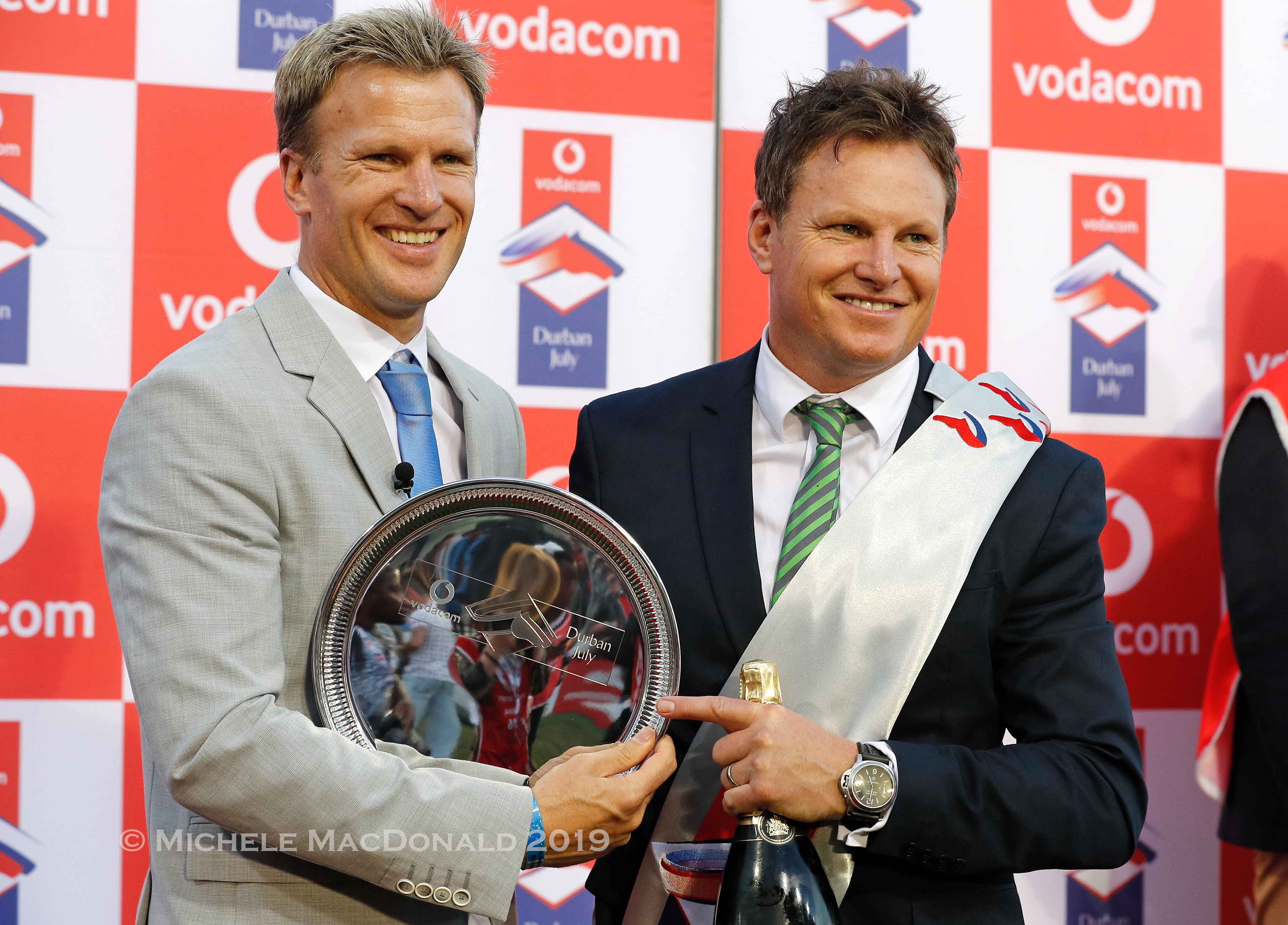 Brothers in arms: Jonathan (left) and Justin Snaith after the Durban July. “My brother is brilliant about showing what Cape Town is about and our racing,” says Justin. Photo: Michele MacDonald