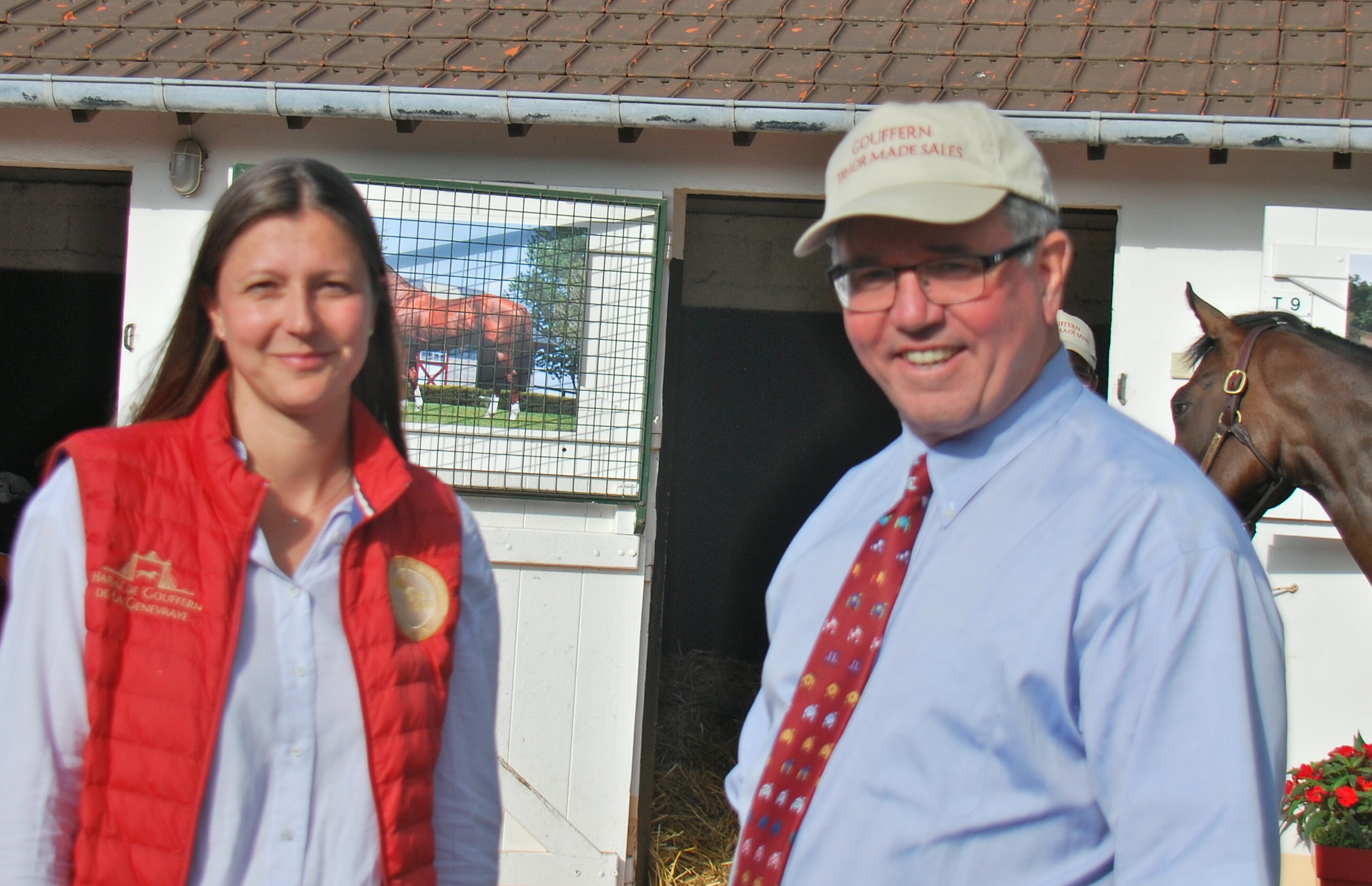 Alexandra Saint Martin, bloodstock manager at Haras de Gouffern, with Taylor Made’s Duncan Taylor at Deauville. Photo: John Gilmore 
