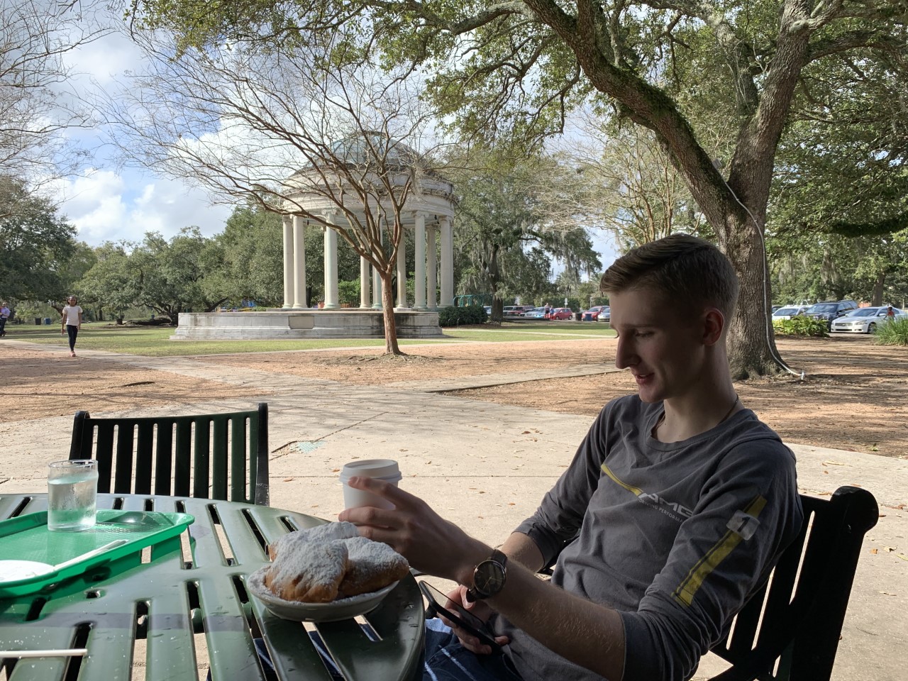 Relaxing in City Park in New Orleans: Jack Gilligan enjoys a little time away from the racetrack