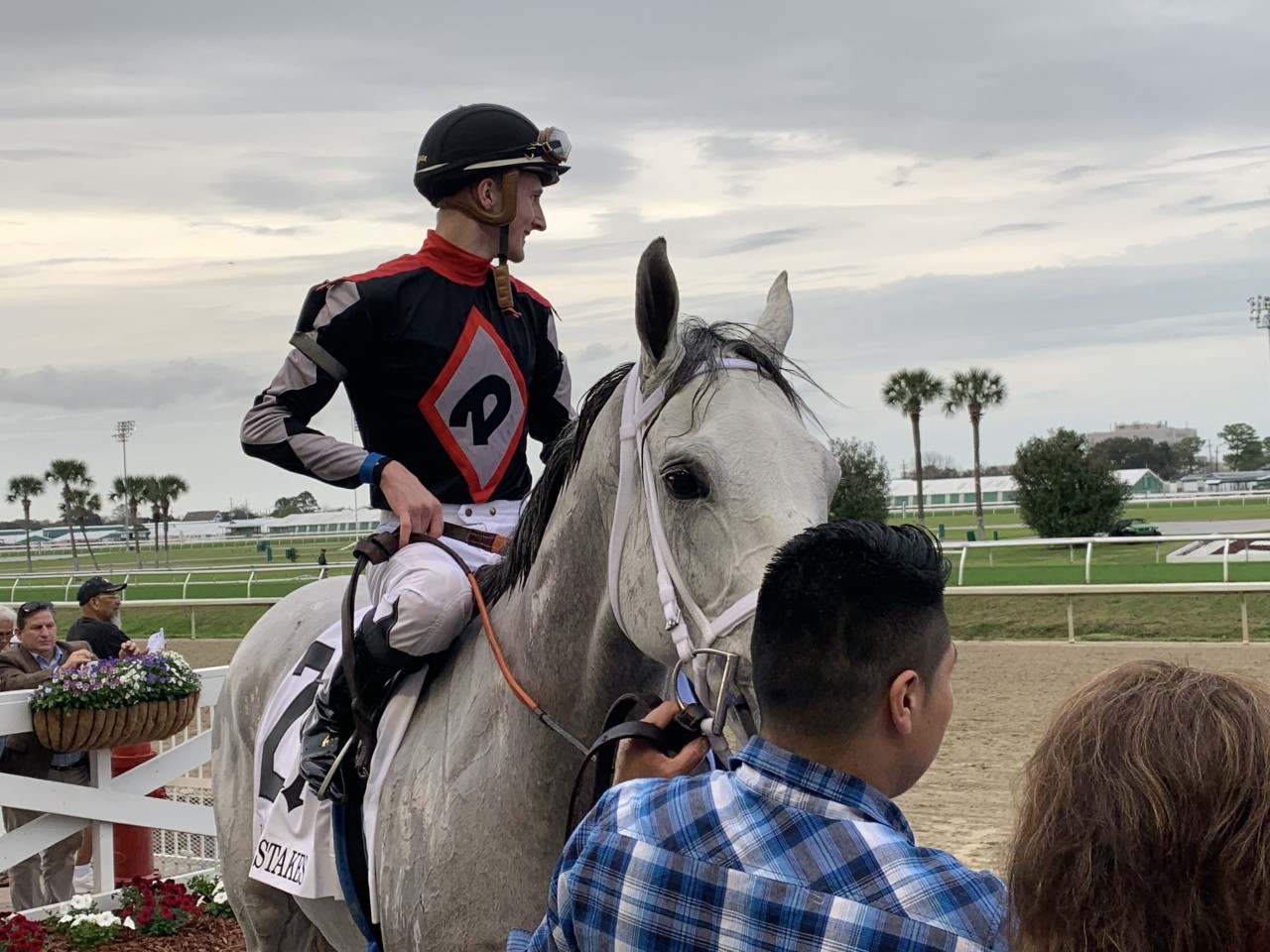 At home at the Fair Grounds: Jack Gilligan and Silver Dust before a memorable victory in the Louisiana Stakes