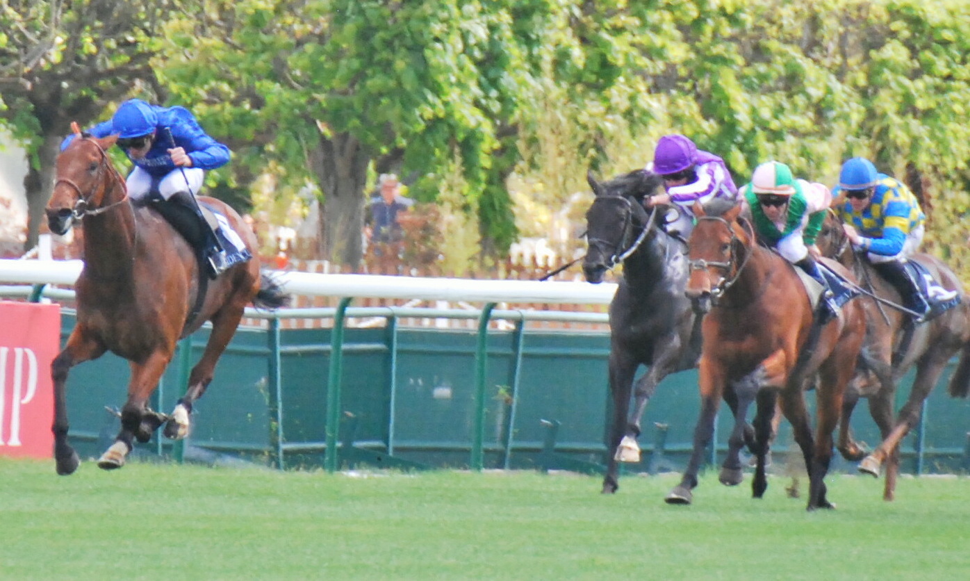 One to watch in 2020: Persian King, pictured last May winning Fabre’s seventh Poule d’Essai des Poulains, is likely to feature prominently in the big mile races in the coming season. Photo: John Gilmore