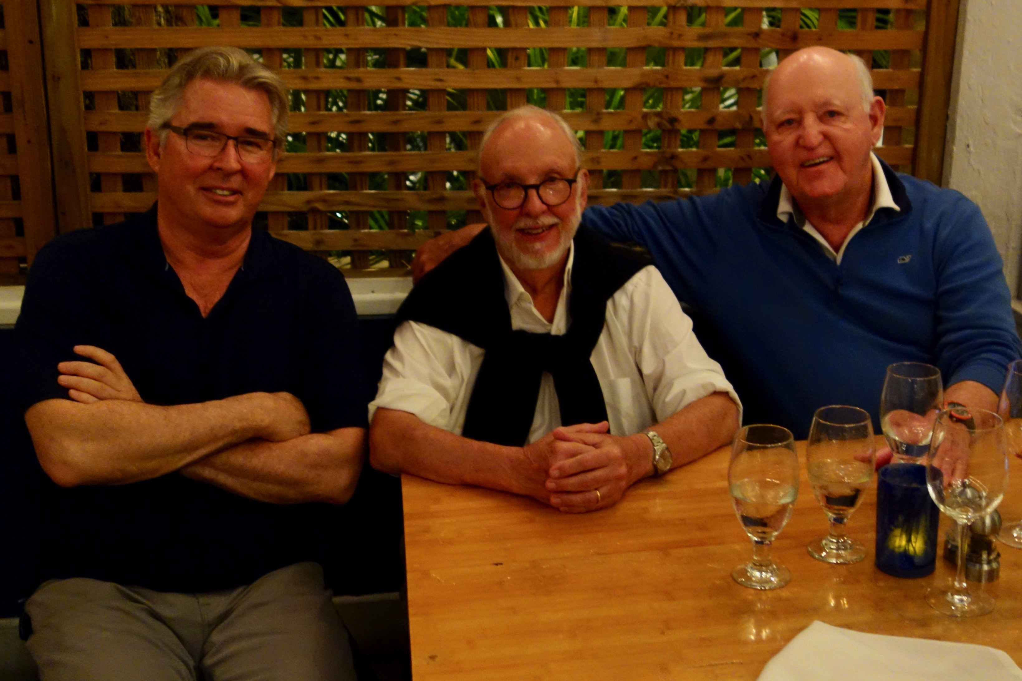 The authors of this article dining together in Key West, Florida. From left, Alfred G. Vanderbilt, Carey Winfrey and Terence Smith. For their impressive credentials, see the note at the end of the piece