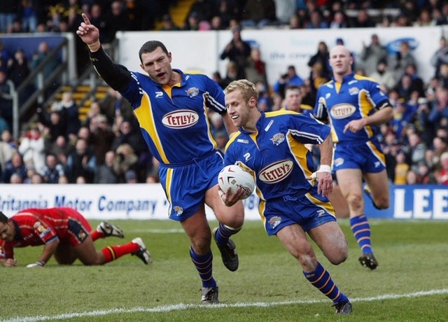 A colossus on the pitch: Rob Burrow scoring for Leeds Rhinos 