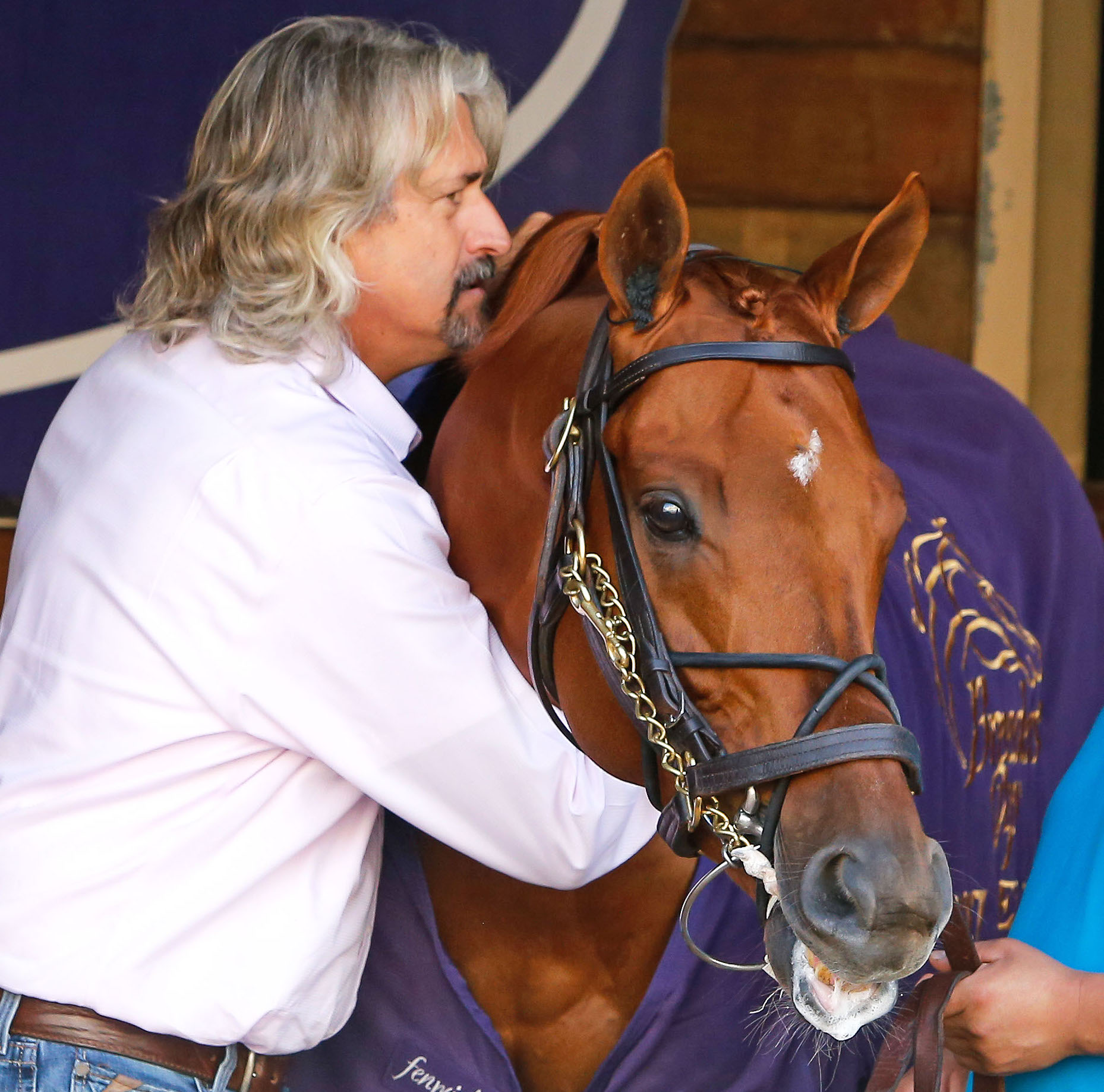 Genuine horseman: Steve Asmussen with one of his stable’s many top performers, Breeders’ Cup Classic and Pegasus hero Gun Runner. Photo: Michele MacDonald