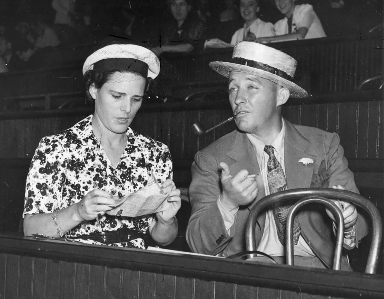 A celebrity world: Charles Howard’s wife Marcela with Bing Crosby at Santa Anita racecourse