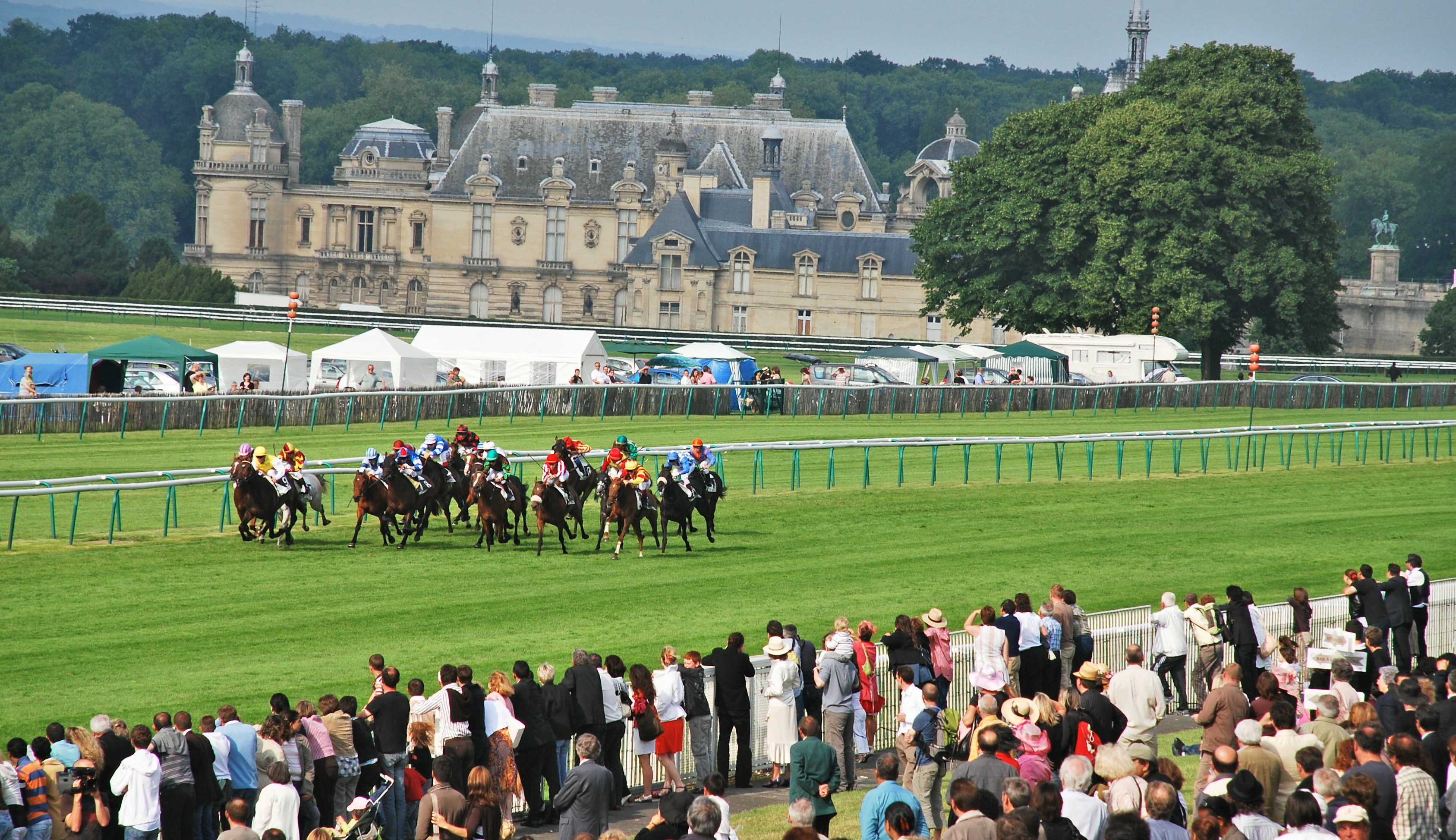 In full swing: Racing at a packed Chantilly on Prix du Jockey Club day in 2008. Photo: John Gilmore