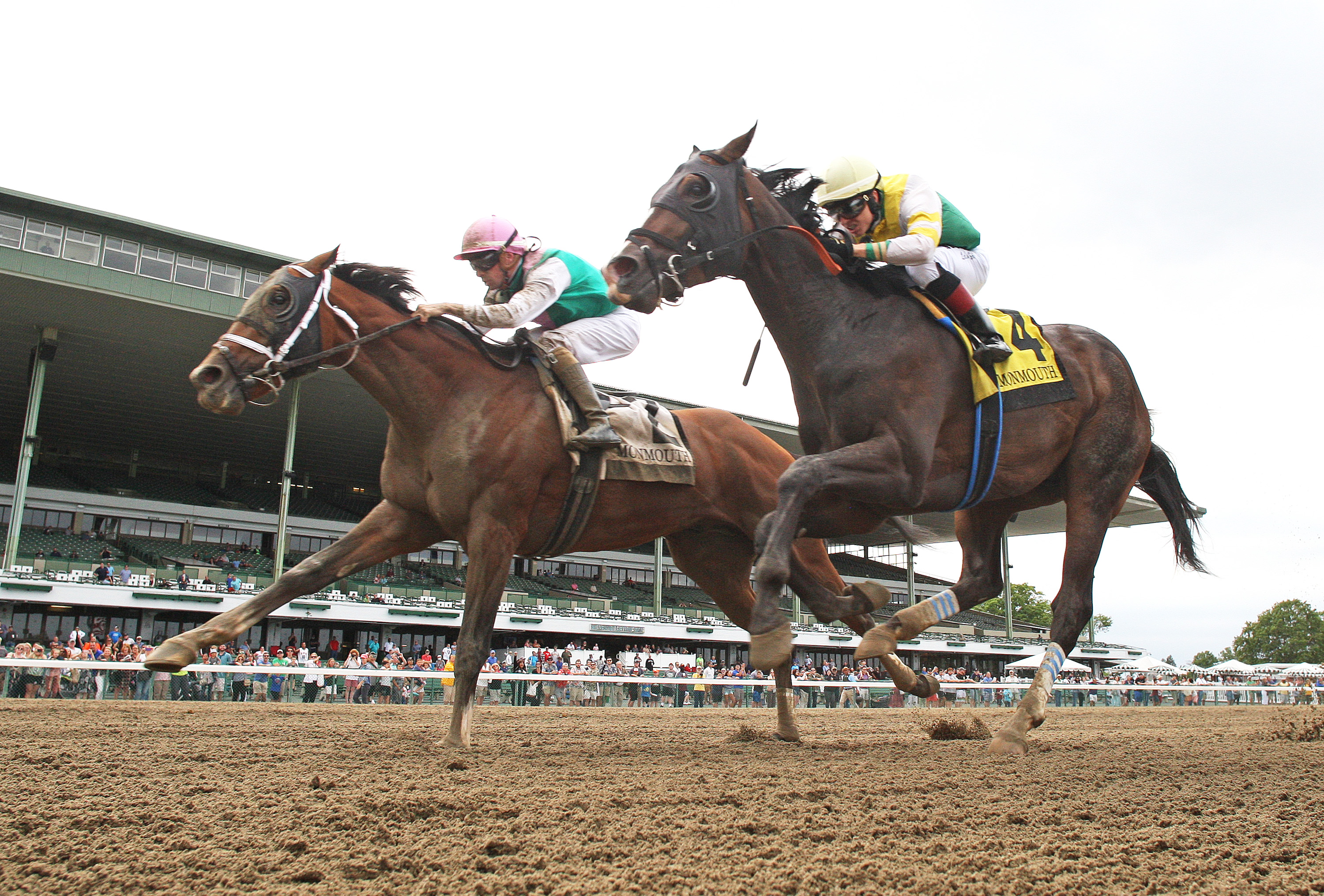 Key contenders: Mandaloun (left) beating Weyburn by a neck in the G3 Pegasus Stakes at Monmouth earlier this month. Photo: Bill Denver/Equi-Photo